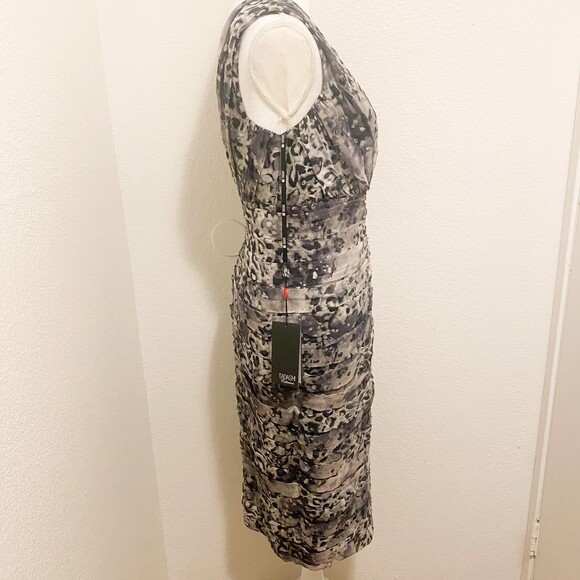 NWT TADASHI 100% Silk Metallic Animal Print Evening Festivities Dress Size 10 - Picture 5 of 7